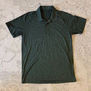 Lululemon Men's Dark Green Polo metal tech Shirt size large